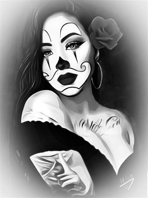 chicano gangster drawings|chicano clown girl drawing.